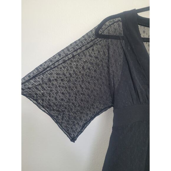 Vintage Y2k Rampage Babydoll Lace Kimono Top Sz M Black Whimsigoth Fairy Flowy - Picture 5 of 10